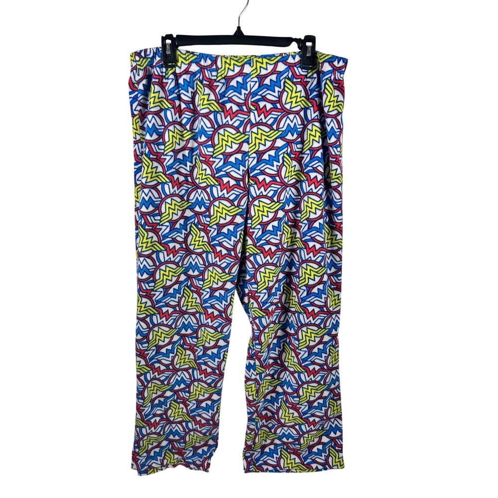 Wonder Woman Pajama Pants XL Multicolor Fleece Graphic Logo‎ Lounge Women